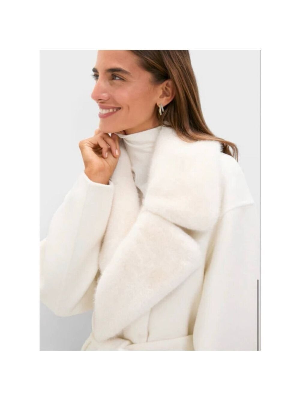 NWT Tuckernuck Ivory 100% Wool Trinity Coat S With Removable Fur collar